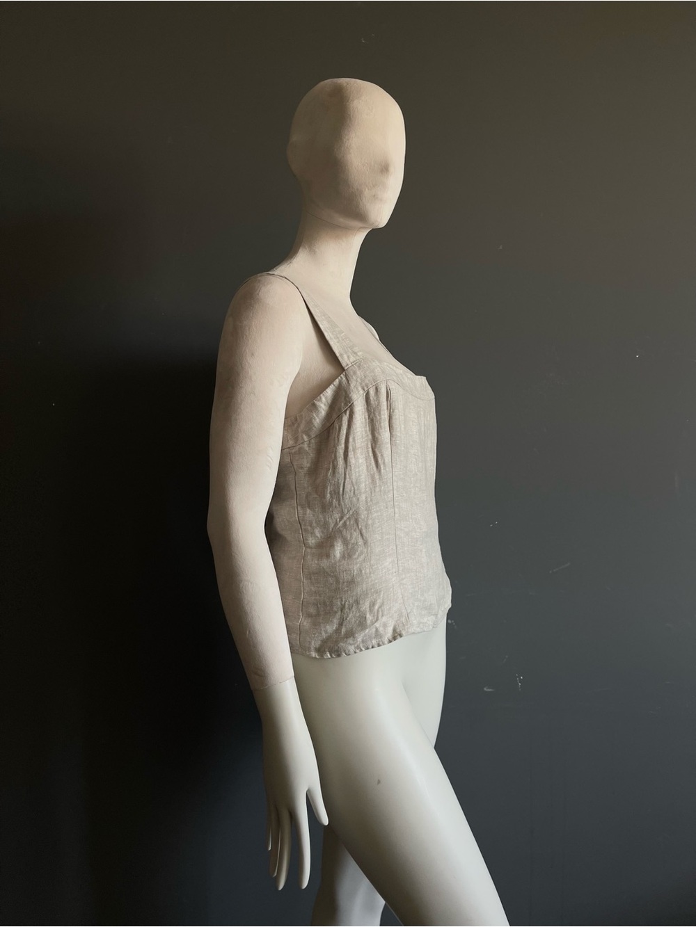 Quince 100% European Linen Square Neck Fitted Tank Flax Smocked Backing